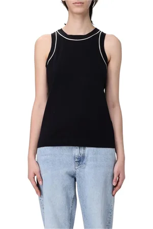 Brunello Cucinelli Femme, Tops, Noir, Taille: 38 FR Débardeur Blanc avec Détail de Bordure