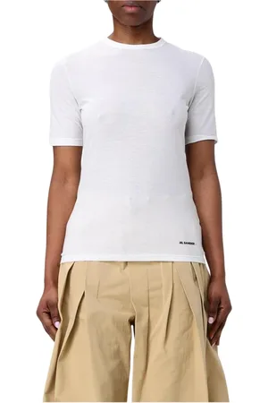 Jil Sander Femme, Tops, Blanc, Taille: 38 FR T-shirt blanc à manches courtes
