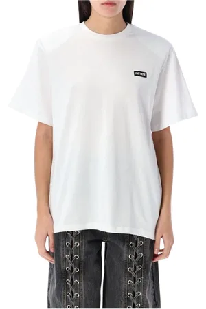 ROTATE Femme, Tops, Blanc, Taille: 42 FR Tee-shirt Blanc à Col Rond pour Femmes