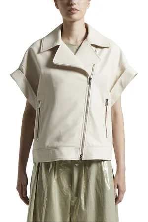 PESERICO SIGN Femme, Vestes, , Taille: 34 FR Gilet sans manches en cuir véritable style motard