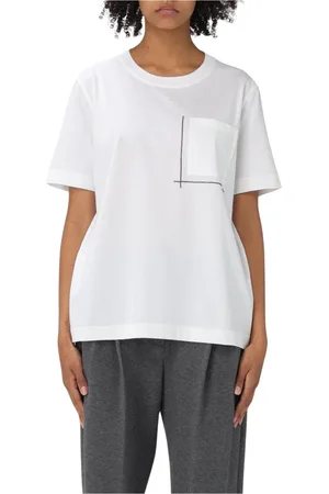 Brunello Cucinelli Femme, Tops, Blanc, Taille: 44 FR T-shirt blanc minimaliste