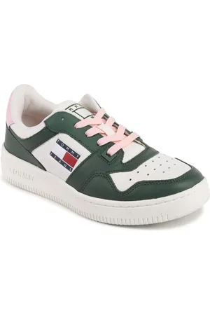 Tommy Hilfiger Femme, Chaussures, Vert, Taille: 39 EU Baskets en cuir vert avec détails haut de gamme