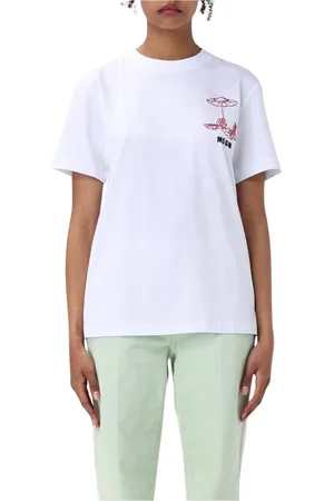 Msgm Femme, Tops, Blanc, Taille: 38 FR Tee-shirt Graphique Champignon Rouge