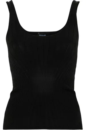MUGLER Femme, Tops, Noir, Taille: 38 FR Débardeur en Tricot Noir