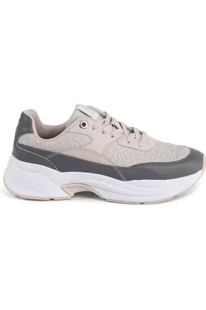 Tommy Hilfiger Femme, Chaussures, Gris, Taille: 36 EU Baskets en Cuir Gris avec Design Détaillé