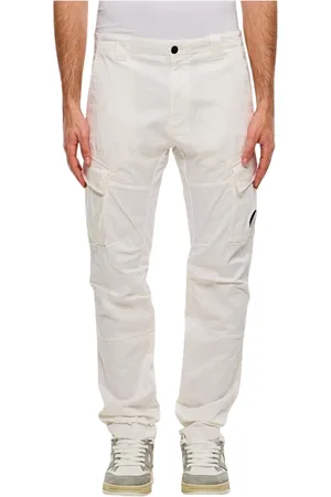 C.P. Company Homme, Pantalons, Blanc, Taille: L Pantalon Cargo Marron avec Poches Multiples