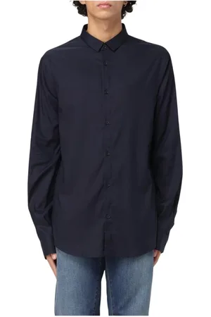 Armani Exchange Homme, Chemises, Bleu, Taille: XS Chemise en Coton Bleu Marine Design Élégant