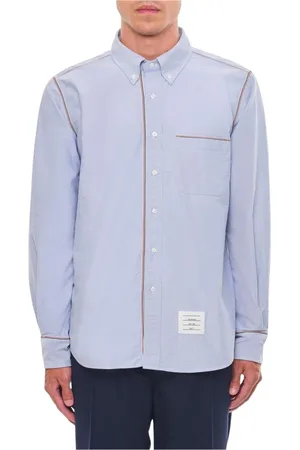 Thom Browne Homme, Chemises, Bleu, Taille: S Chemise à Manches Longues avec Détail Tricolore