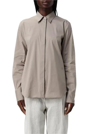 Brunello Cucinelli Femme, Blouses et Chemises, Brun, Taille: 42 FR Chemise en Popeline de Coton Marron