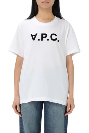 A.P.C. Femme, Tops, Blanc, Taille: 46 FR T-shirt Blanc en Coton Manches Courtes