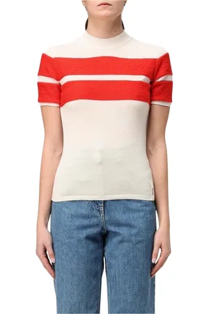 SUNNEI Femme, Pulls, Blanc, Taille: 38 FR Pull en Cachemire à Manches Courtes