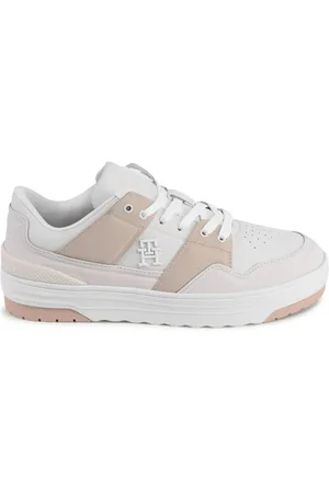 Tommy Hilfiger Femme, Chaussures, Blanc, Taille: 39 EU Baskets Blanche en Cuir avec Détail en Polyuréthane