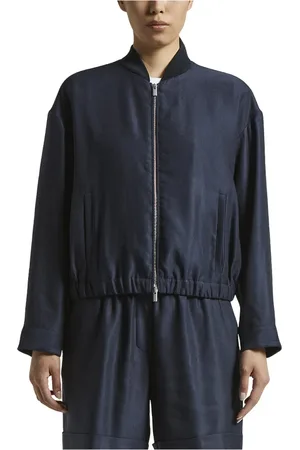 PESERICO SIGN Femme, Vestes, Bleu, Taille: 44 FR SweaT-shirt bomber en gabardine brillante