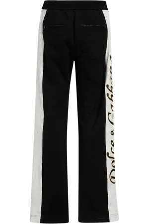 Dolce & Gabbana Homme, Pantalons, Noir, Taille: L Pantalon de Survêtement en Coton à Bande Logo