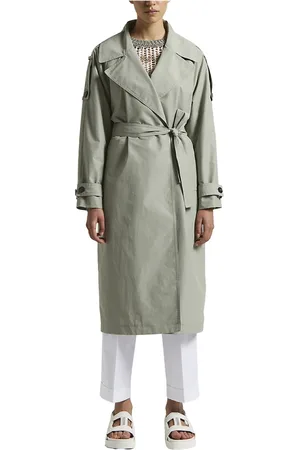 PESERICO SIGN Femme, Manteaux, Vert, Taille: 40 FR Trench en faille de coton technique