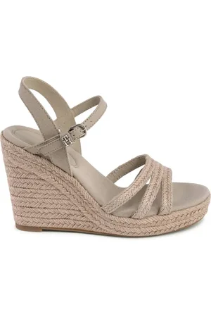 Tommy Hilfiger Femme, Chaussures, Brun, Taille: 36 EU Sandales Compensées en Lin Chic