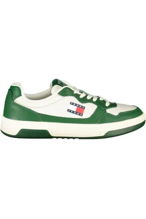 Tommy Hilfiger Homme, Chaussures, Vert, Taille: 46 EU Baskets en polyester blanc pour hommes