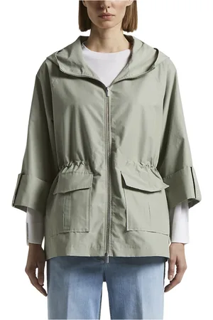 PESERICO SIGN Femme, Manteaux, Vert, Taille: 36 FR Manteau duster en faille de coton technique