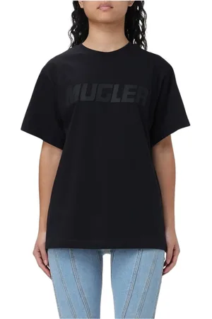 MUGLER Femme, Tops, Noir, Taille: 36 FR T-shirt Logo Femme Blanc