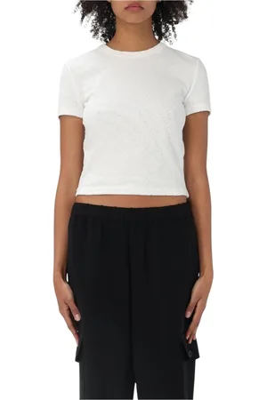 Alexander Wang Femme, Tops, Blanc, Taille: 40 FR Haut court noir avec logo en relief