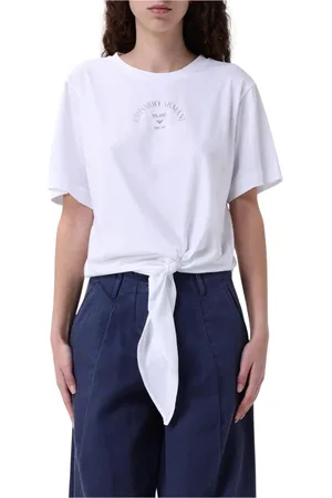 Emporio Armani Femme, Tops, Blanc, Taille: 42 FR Tee Blanc Noué