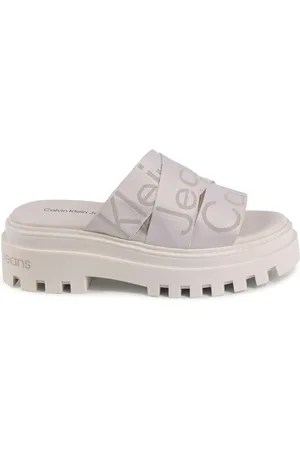 Calvin Klein Femme, Chaussures, Multicolore, Taille: 38 EU Sandales Compensées Blanches Mode Écologique