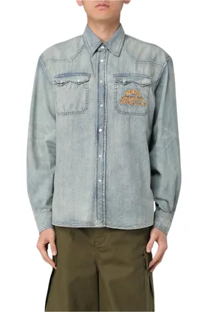 Kenzo Homme, Chemises, Bleu, Taille: M Chemise en Denim Bleu Brodée