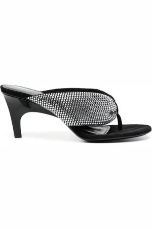 The Attico Femme, Chaussures, Noir, Taille: 36 EU Sandales à Talons Hauts avec Strass