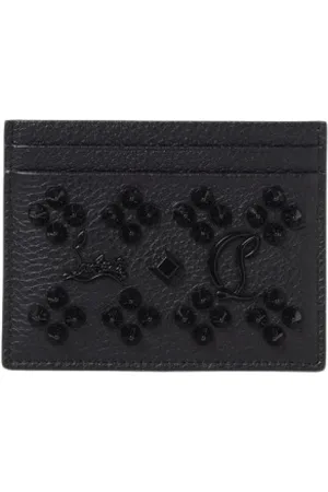 Christian Louboutin Femme, Accessoires, Noir, Taille: ONE Size Porte-Cartes Noir Clouté Portefeuille