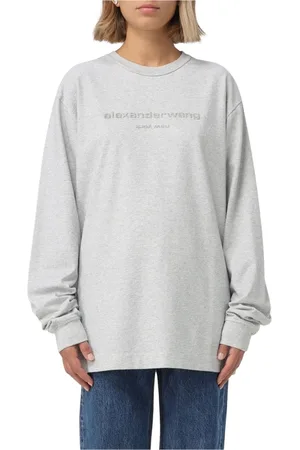Alexander Wang Femme, Tops, Gris, Taille: 36 FR T-shirt à Manches Longues Gris avec Logo