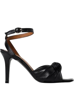 Via Roma Femme, Chaussures, Noir, Taille: 38 EU Sandales à Talons en Cuir Noir