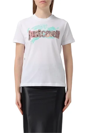 Roberto Cavalli Femme, Tops, Blanc, Taille: 36 FR Tee-shirt Graphique Imprimé Ange