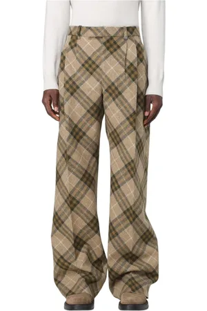 Burberry Homme, Pantalons, Vert, Taille: M Pantalon de Luxe à Carreaux Verts