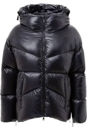 add Femme, Vestes, Bleu, Taille: 34 FR Doudoune à capuche avec logo qui disparaît