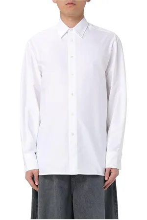 J.W.Anderson Homme, Chemises, Blanc, Taille: L Chemise en Coton Bleu Élégante et Polyvalente