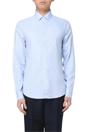 Armani Exchange Homme, Chemises, Bleu, Taille: L Chemise en Coton Bleu Rongé