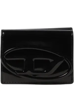 Diesel Femme, Accessoires, Noir, Taille: ONE Size Portefeuille en cuir avec logo en relief pour femme