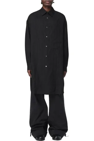 ANN DEMEULEMEESTER Homme, Chemises, Noir, Taille: L Pull Noir à Col Stylé Design Moderne