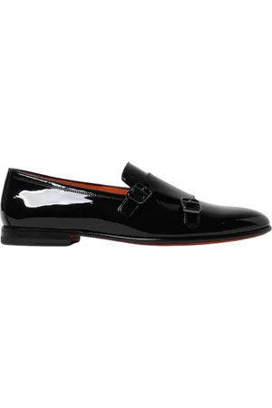 santoni Homme, Chaussures, Noir, Taille: 41 EU Mocassins Brogue Monk Strap Noirs