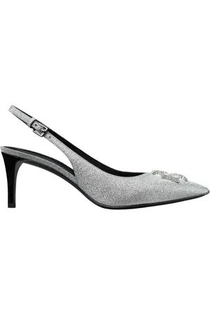 Tory Burch Femme, Chaussures, Gris, Taille: 37 EU Escarpins à Talons Hauts Argent Pailleté