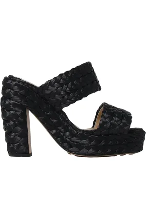 Bottega Veneta Femme, Chaussures, Noir, Taille: 40 EU Sandales à Talons Noires Tissées