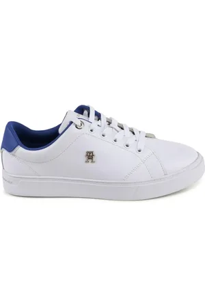 Tommy Hilfiger Femme, Chaussures, Blanc, Taille: 41 EU Baskets en Cuir Blanc Style Classique