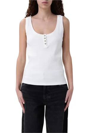 ANINE BING Femme, Tops, Blanc, Taille: 42 FR Débardeur Classique avec Détail de Bouton