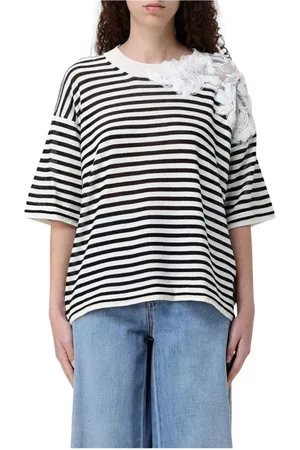 ERMANNO SCERVINO Femme, Tops, Multicolore, Taille: 38 FR Haut Tricot Rayé avec Application Florale