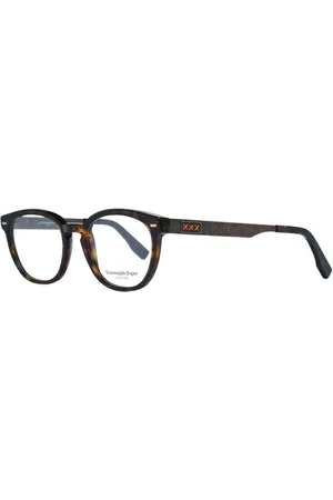 Ermenegildo Zegna Homme, Accessoires, Brun, Taille: ONE Size Montures de lunettes optiques rondes marron en plastique
