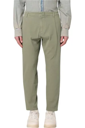 Dondup Homme, Pantalons, Vert, Taille: W32 Pantalon Décontracté Vert Plissé Élégant