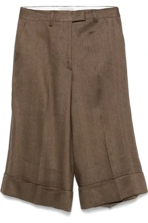 OFFICINE GENERALE Femme, Shorts, Brun, Taille: 36 FR Chemise en Coton à Chevrons Toffee/Noir