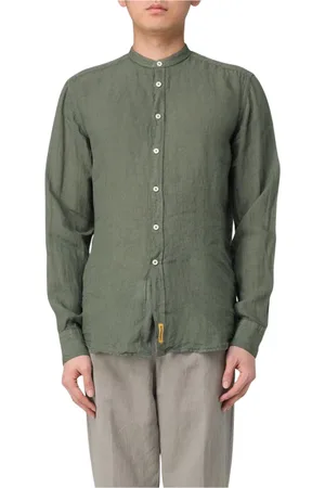 B.D.BAGGIES Homme, Chemises, Vert, Taille: 2XL Chemise en lin blanc à col mandarin