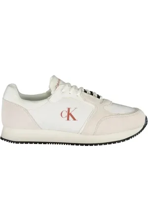 Calvin Klein Homme, Chaussures, Blanc, Taille: 42 EU Baskets en polyester blanc pour hommes