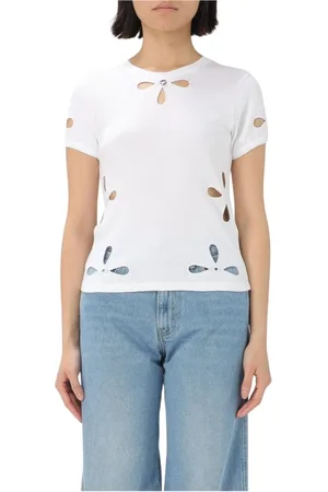 COPERNI Femme, Tops, Blanc, Taille: 42 FR T-shirt blanc à manches courtes avec découpe